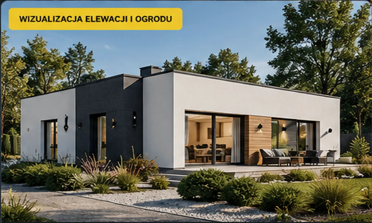 DPK Cedr - wizualizacja domu z ogrodem
